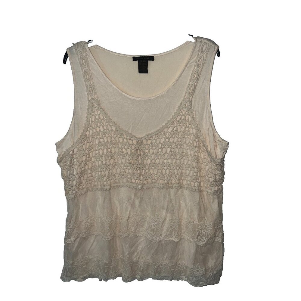 Design Works Crochet Lace Tank Top Womens Plus Sz 3X Cottagecore Boho Hippie